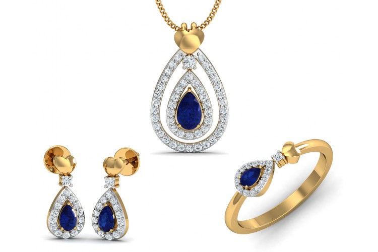 Anchita Sapphire Diamond Pendant Set